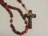 Mini St Benedict Rosary Beads Cherrywood Wooden Prayer Beads-Pocket Rosary