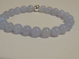 Blue Lace Chalcedony Gemstone Crystal Bracelet - 14K Gold Filled or Sterling Silver Spacer Bead