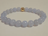 Blue Lace Chalcedony Gemstone Crystal Bracelet - 14K Gold Filled or Sterling Silver Spacer Bead