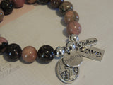 Rhodonite Healing Crystal Gemstone Bracelet - Guardian Angel, Healing Charm, Believe & Love